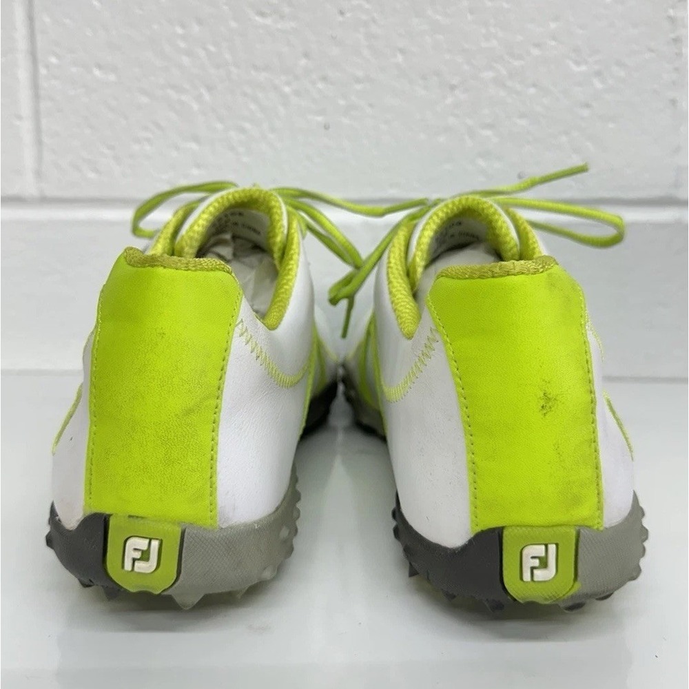 FOOT JOY FJ M PROJECT MEN'S SZ‎ 10 M WHITE LEATHER LIME GOLF SHOES SPIKES #55108 - Picture 4 of 9